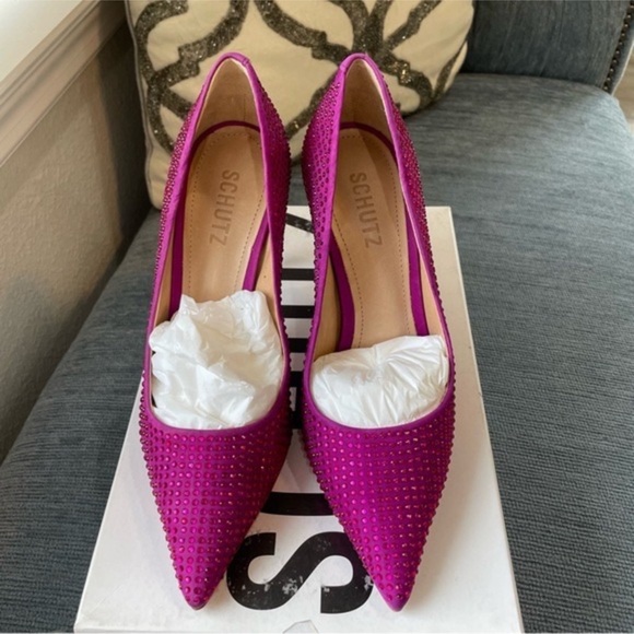 Schutz Lou Crystal pumps heels in Bright Violet - Picture 2 of 8